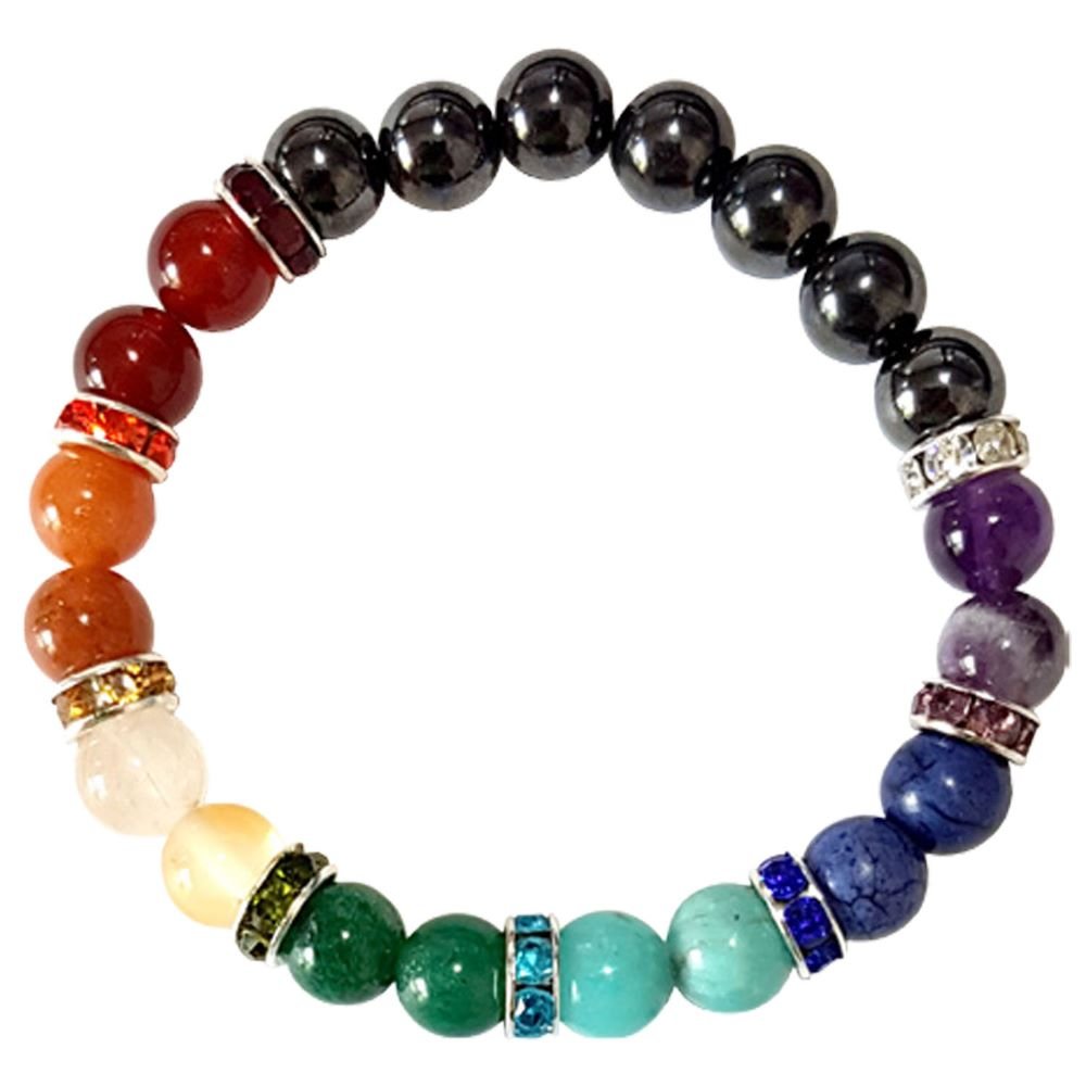 7 Chakras and Shungite Bracelet (8mm)