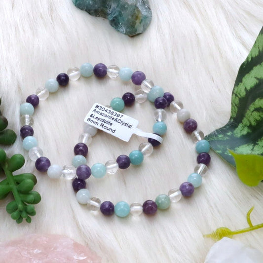 Amazonite, Moonstone & Lepidolite Bracelet (6mm)