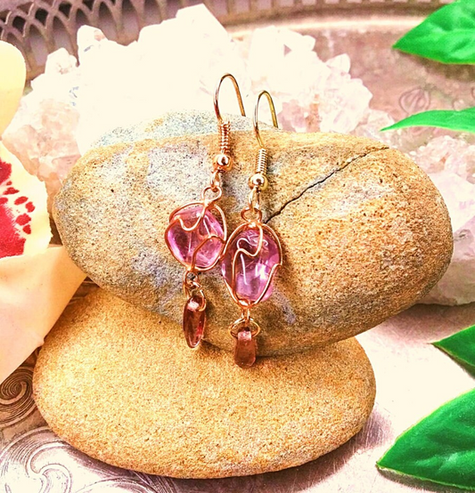 Amethyst Caged Crystal Earrings