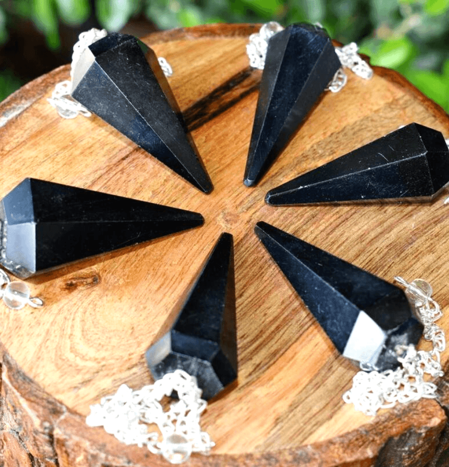 Black Tourmaline Crystal Hexagon Pendulum - Spirit and Stardust