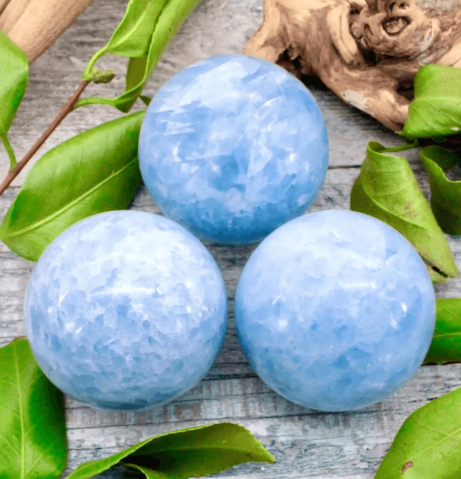 Blue Calcite Crystal Sphere - Spirit and Stardust