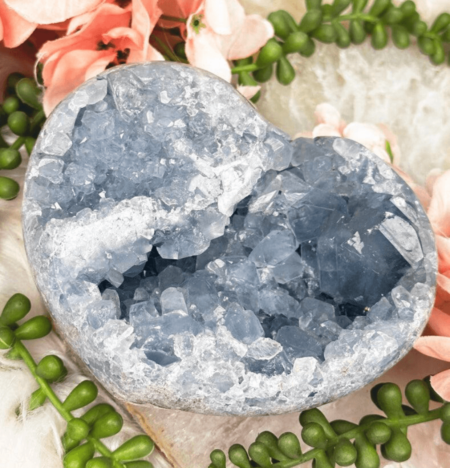 Celestite Cluster Heart - Spirit and Stardust