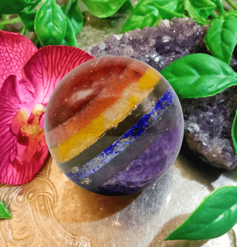 Seven Chakra Crystal Sphere - Spirit and Stardust
