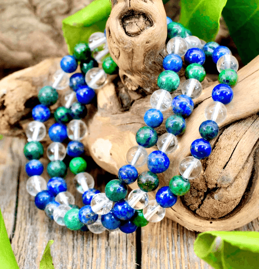 Chrysocolla, Lapis Lazuli and Clear Quartz Bracelet For Empowerment (6mm Beads) - Spirit and Stardust