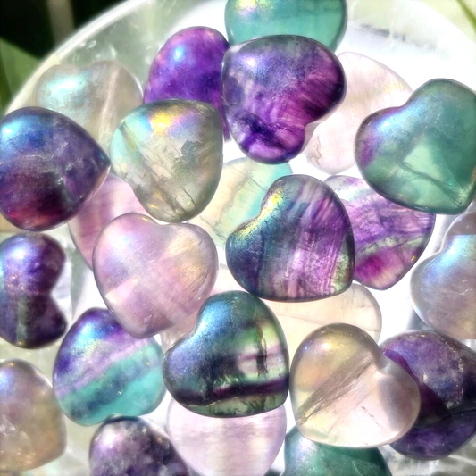 Rainbow Fluorite Heart (3cm)