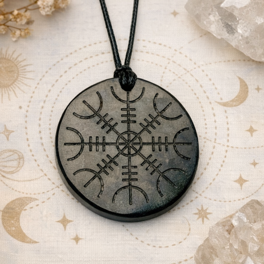 Shungite Norse Vegvisir Pendant Necklace