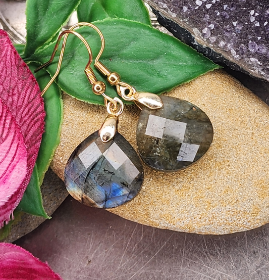 Labradorite Copper Teardrop Earrings
