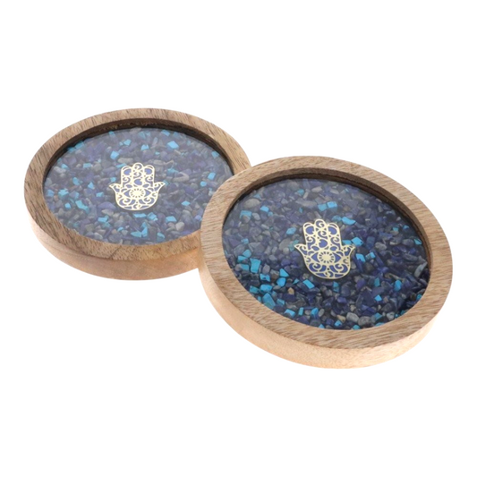 Turquoise and Lapis Coasters (10cm) (Pack of 2)