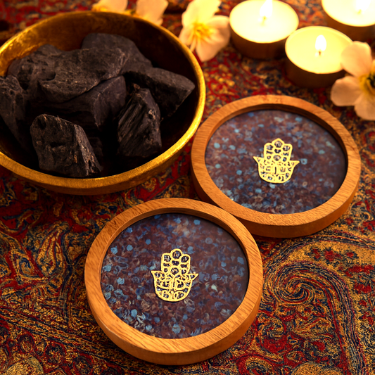 Turquoise and Lapis Coasters (10cm) (Pack of 2)