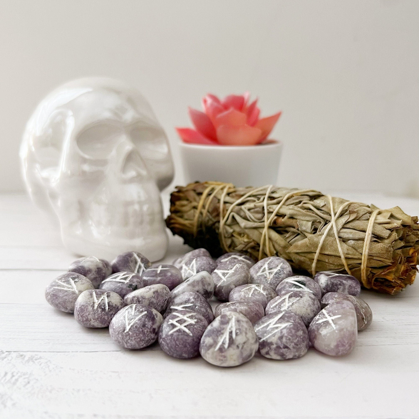 Lepidolite Crystal Runes