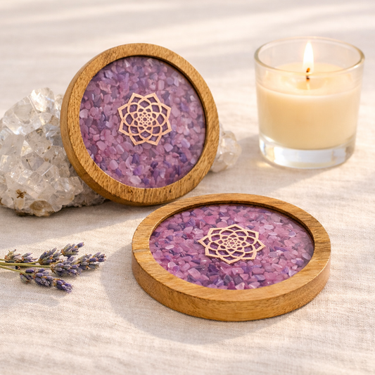 Amethyst and Rose Quartz Coasters (10cm) (Pack of 2)