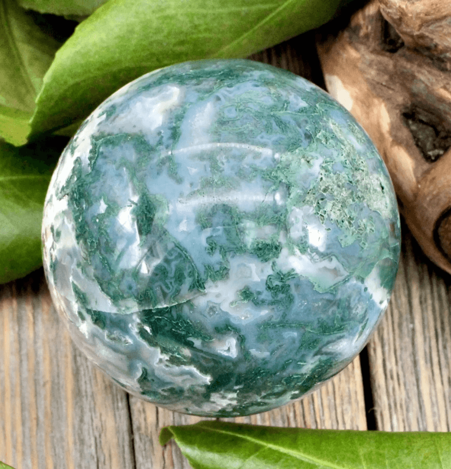 Moss Agate Crystal Sphere - Spirit and Stardust