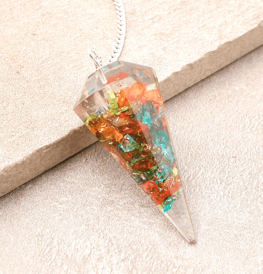 Mixed Crystal Chakra Orgonite Hexagon Pendulum - Spirit and Stardust