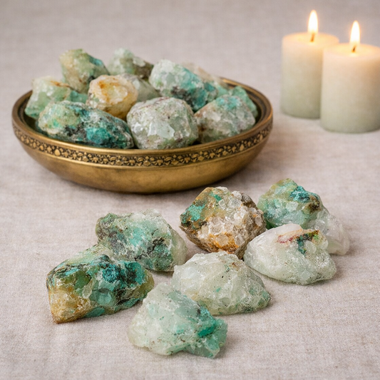 Raw Quartz with Chrysocolla: The Stone for Calm Communication