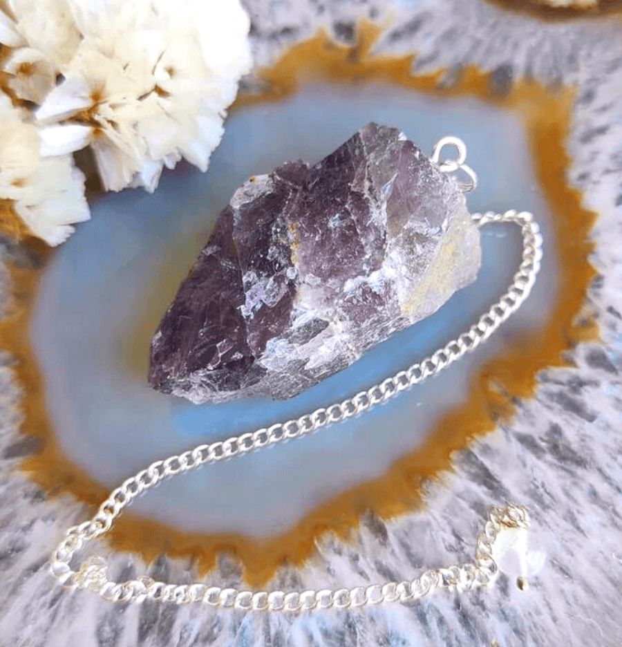 Raw Amethyst Crystal Pendulum - Spirit and Stardust
