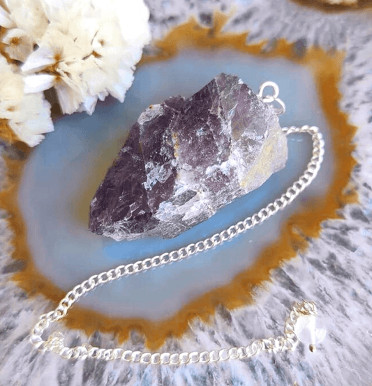 Raw Amethyst Crystal Pendulum - Spirit and Stardust
