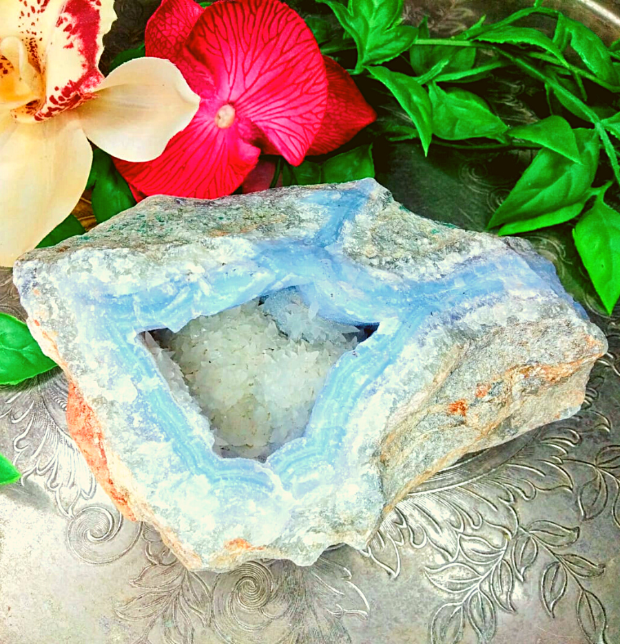 Raw Blue Lace Agate Geode Cluster (Large) #V4