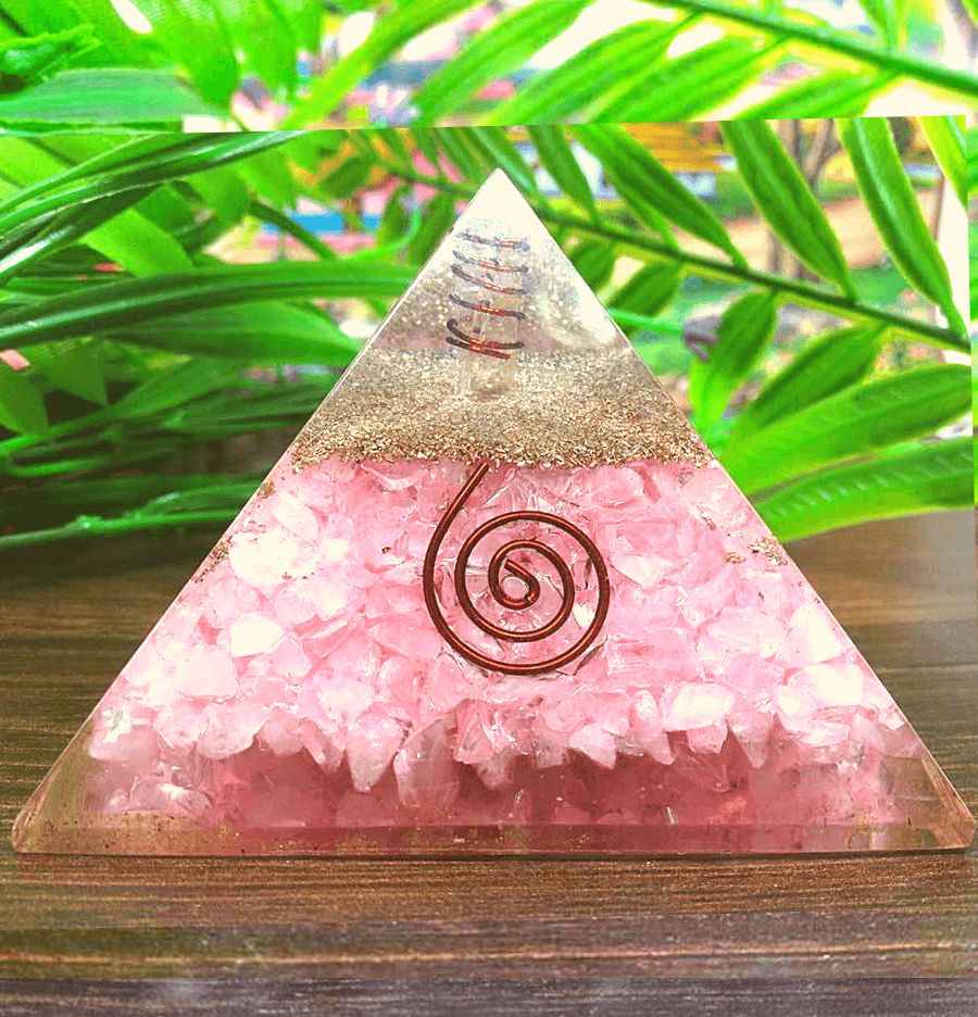 Rose Quartz Orgonite Pyramid (Spiral) - Spirit and Stardust