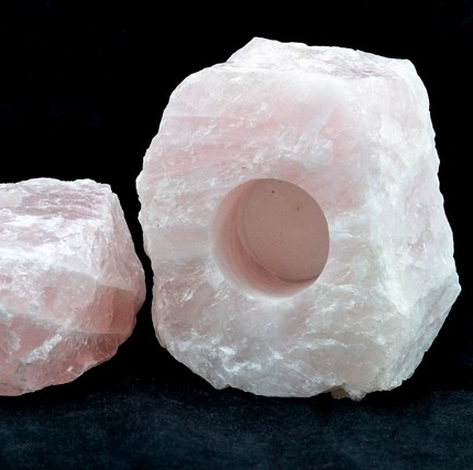 Rose Quartz Candle Holder (Raw)