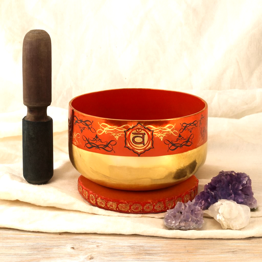 Brass Singing Bowl Gift Set - Orange (12.5cm)