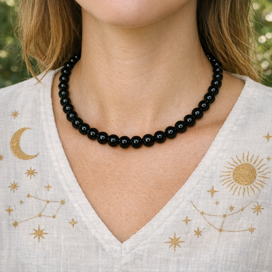 Shungite Crystal Bead Necklace (10mm)