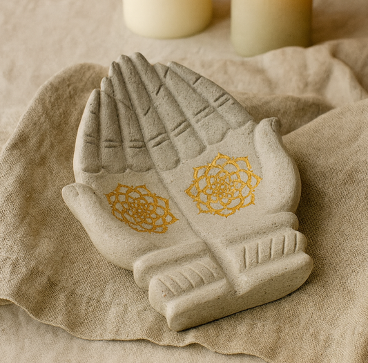 Stone Hands with Gold Lotus Print (15cm x 20cm)