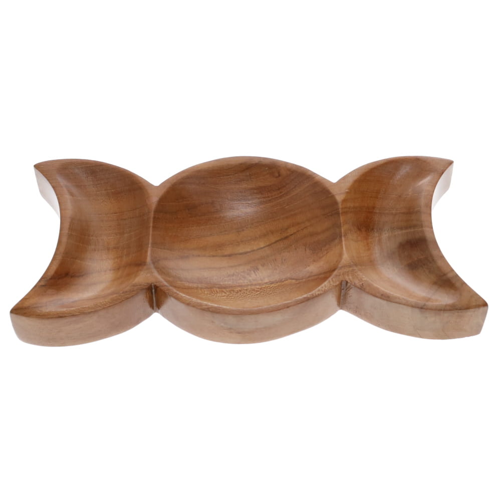 Triple Moon Teak Wood Bowl (22cm x 10cm x 2cm)