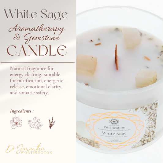 White Sage Gemstone Candle
