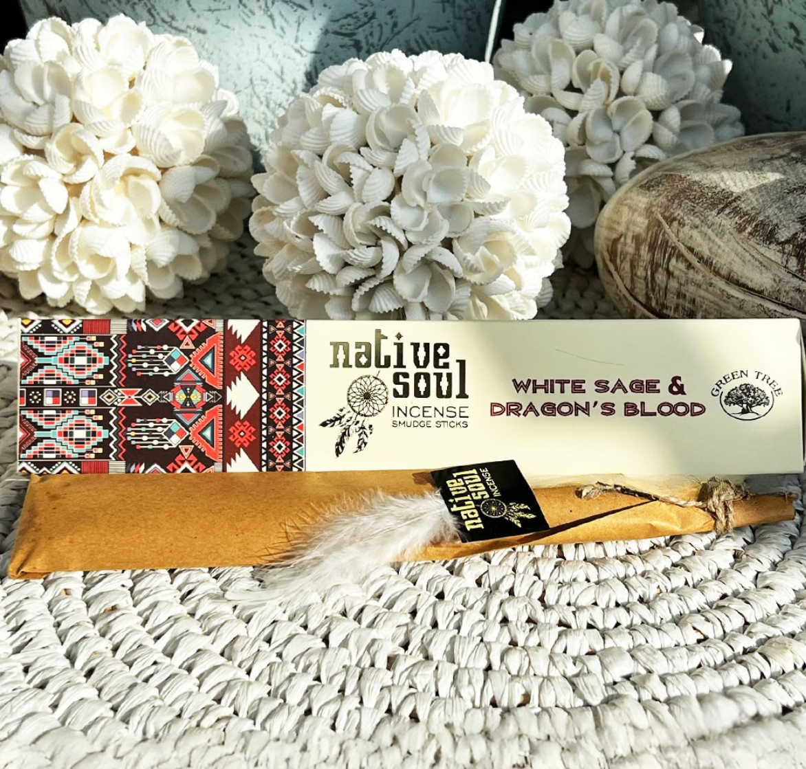 White Sage and Dragon Blood Incense 15gms (10-12 Sticks) (Native Soul)