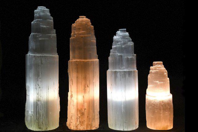 White Selenite Tower Lamp