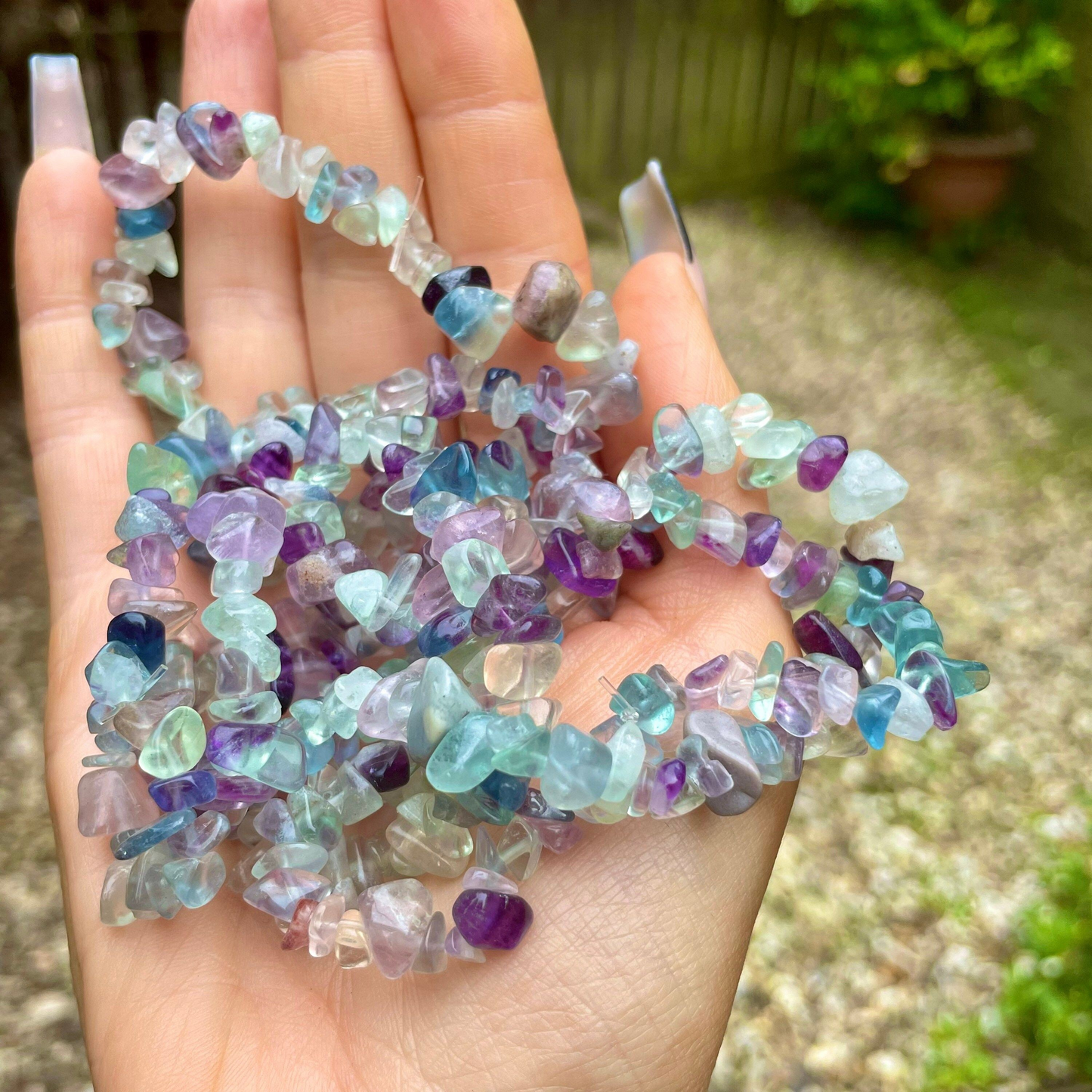 Fluorite Crystal Chip Bracelet For Positivity
