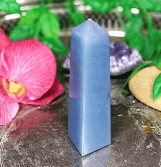 Angelite Crystal Obelisk - Spirit and Stardust