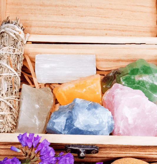 Anxiety and Stress Relief Raw Crystal Healing Set in Gift Box - Spirit and Stardust