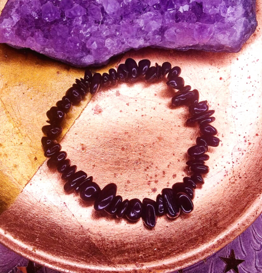 Black Obsidian Crystal Chip Bracelet For Self Reflection