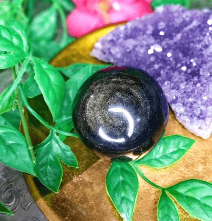 Black Obsidian Crystal Sphere - Spirit and Stardust