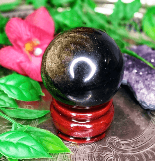 Black Obsidian Crystal Sphere - Spirit and Stardust