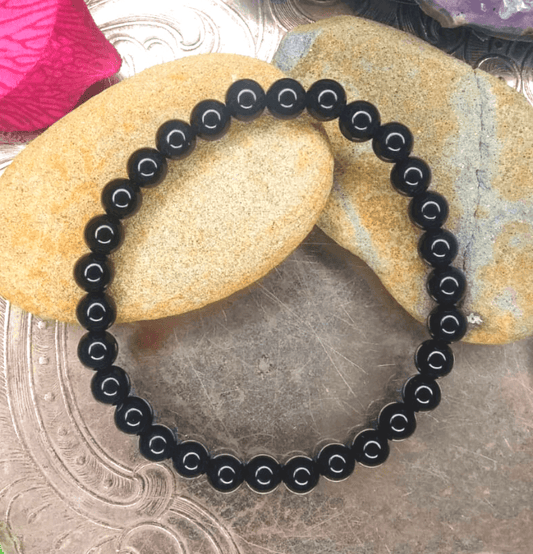Black Onyx Bracelet For Negative Energy Protection (6mm Beads) - Spirit and Stardust