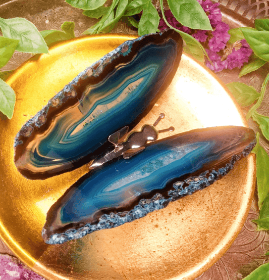 Agate Slice Butterfly (Blue) - Spirit and Stardust