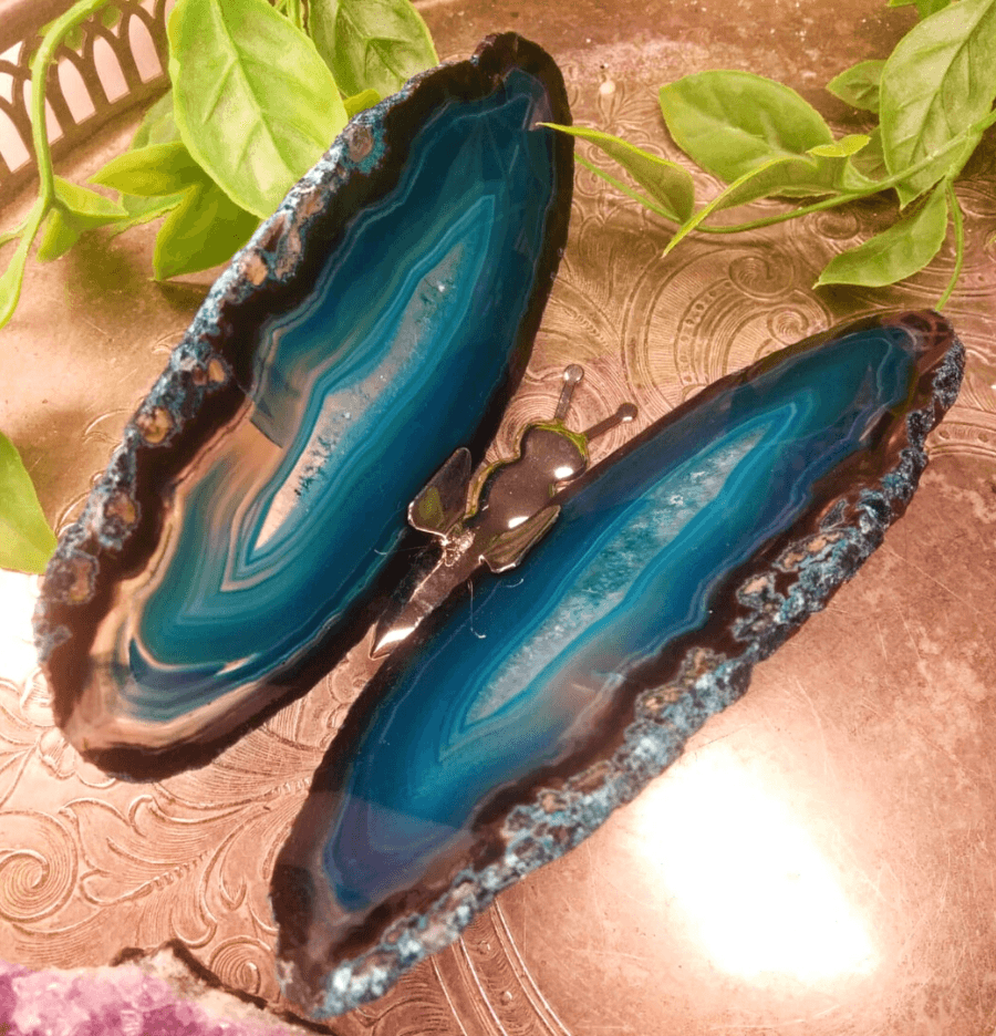 Agate Slice Butterfly (Blue) - Spirit and Stardust