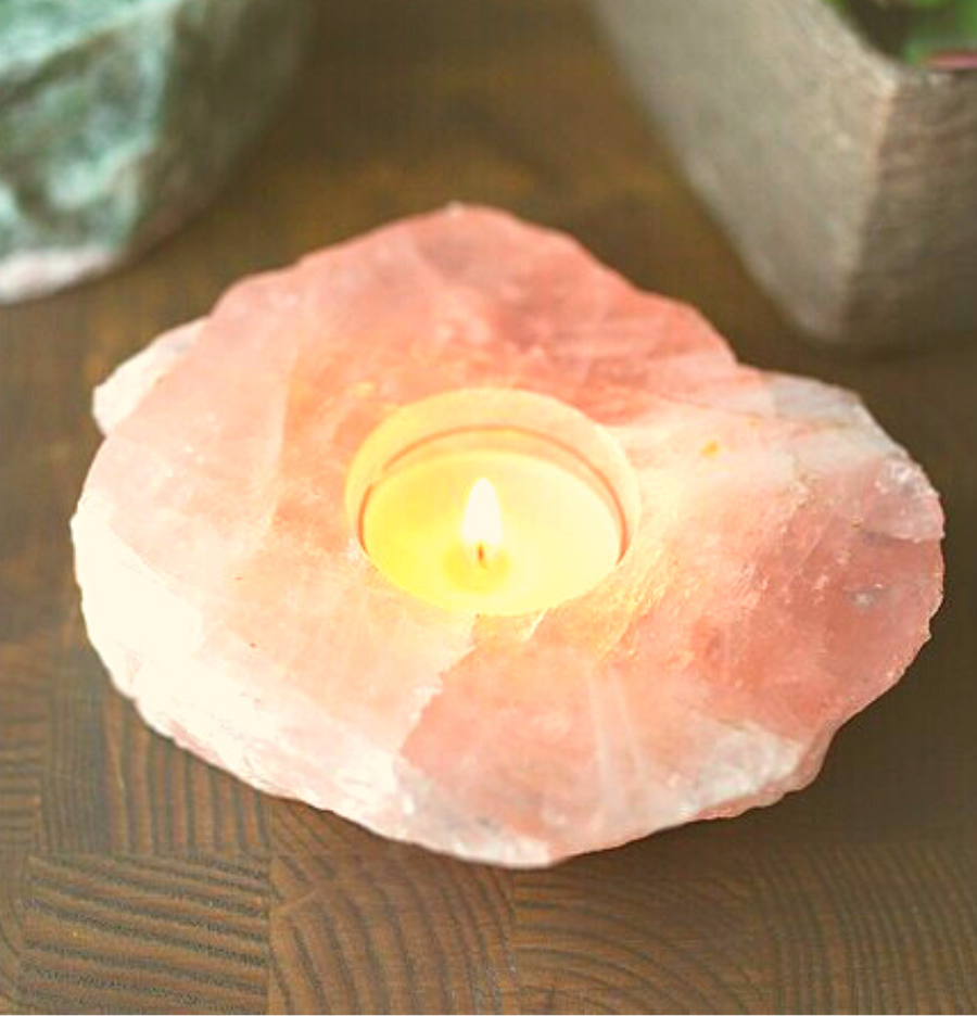 Rose Quartz Candle Holder (Polished)