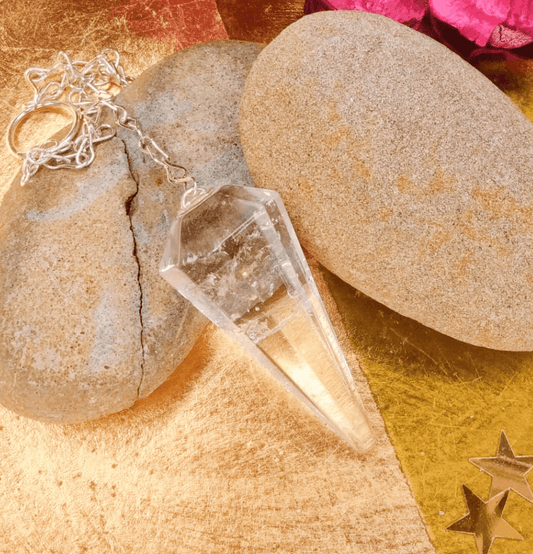 Clear Quartz Crystal Hexagon Pendulum - Spirit and Stardust