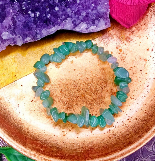 Green Aventurine Crystal Chip Bracelet For Luck