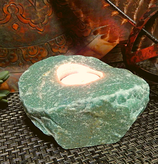 Green Quartz Candle Holder (Raw)
