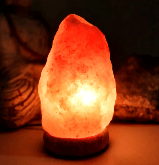 Pink Himalayan Salt Lamp on Polished Stone Base - Spirit and Stardust