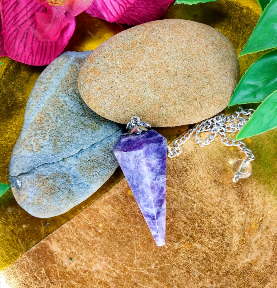 Lepidolite Crystal Hexagon Pendulum - Spirit and Stardust