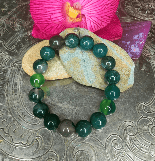 Green Moss Agate Bracelet For Wealth - Spirit and Stardust