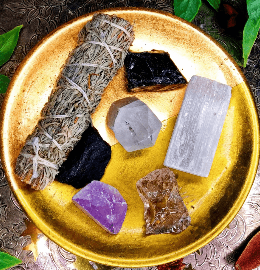 Negative Energy Removal and Protection Raw Crystal Healing Set in Gift Box - Spirit and Stardust