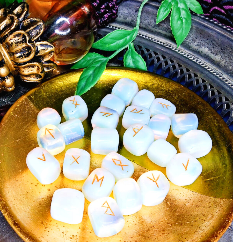 Opalite Crystal Rune Set