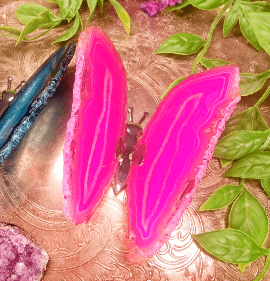 Agate Slice Butterfly (Pink) - Spirit and Stardust