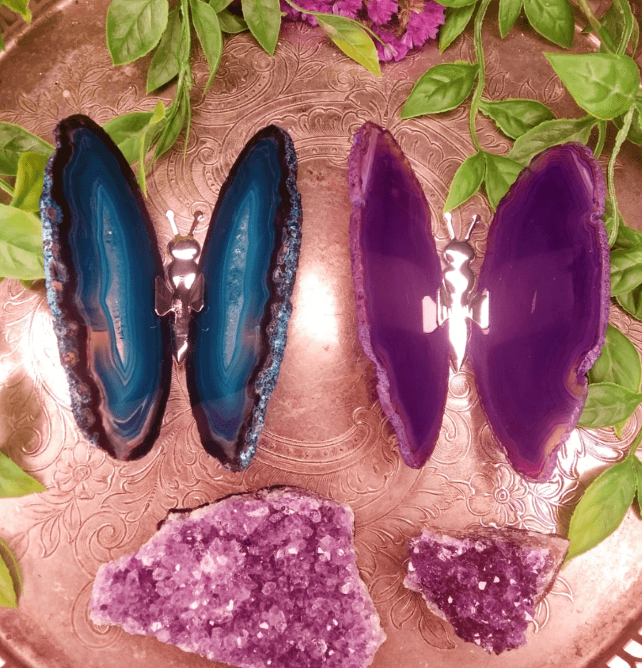 Agate Slice Butterfly (Purple) - Spirit and Stardust